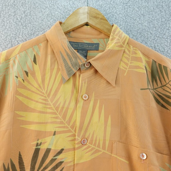 Tori Richard Men's L 100% Silk Button Down Palm Tree Aloha Hawaiian Shirt - Picture 1 of 6
